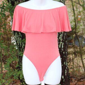 Fresh Kale Bath Company Zenana Kendra Bodysuit Coral Pink Size Small NWT